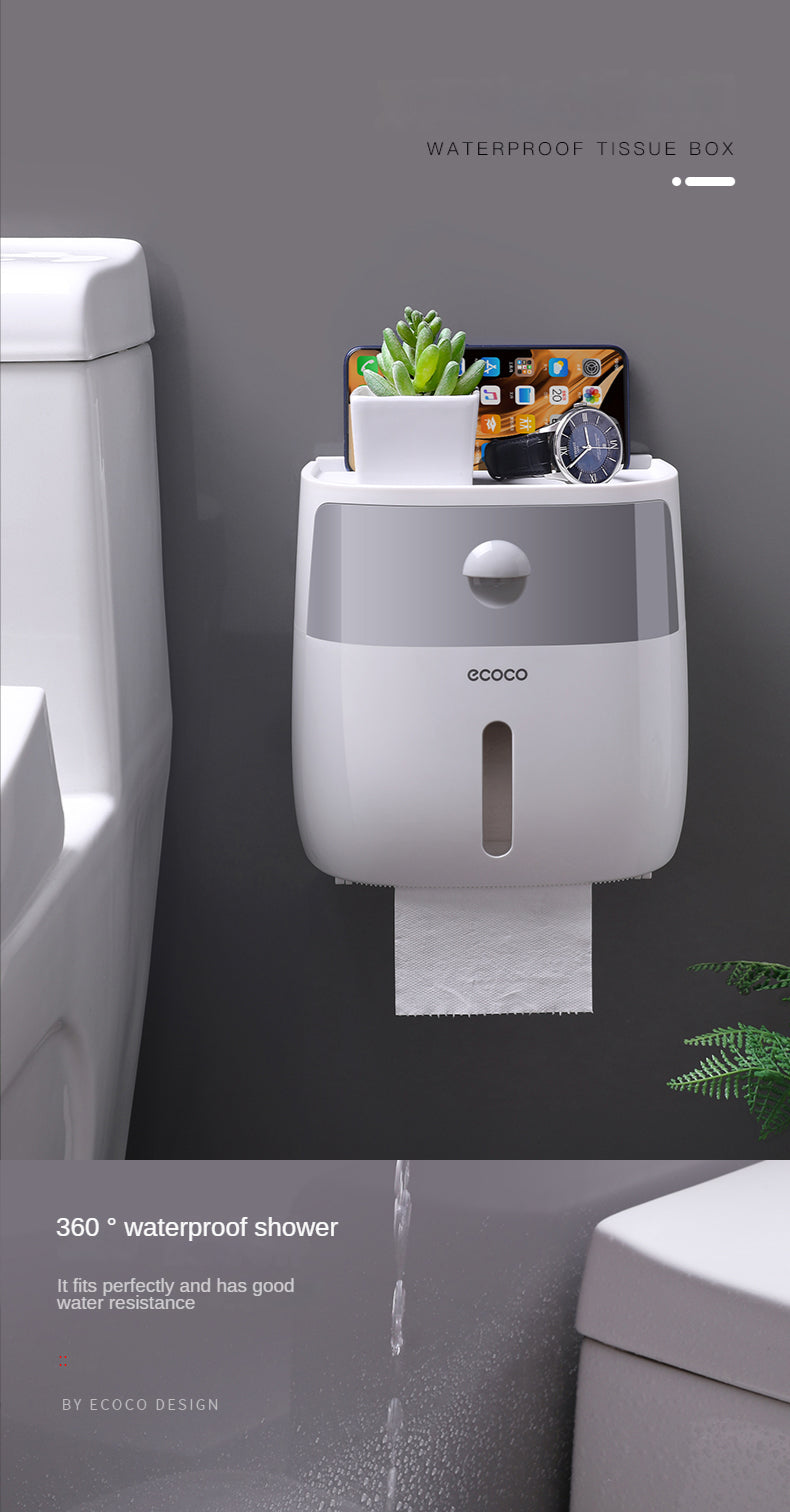 Wall-mounted waterproof toilet paper needs no punching