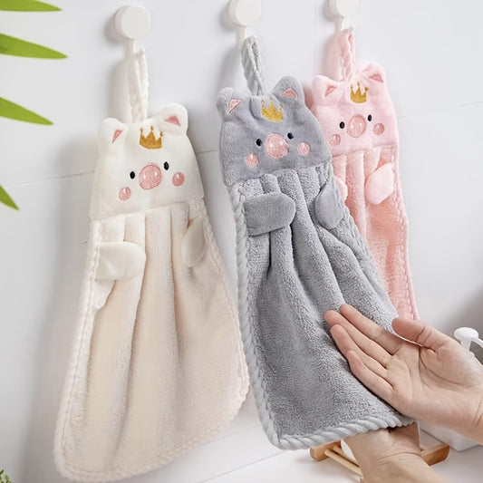 Cute Little Pig Microfiber Hand Towel - Absorbent and Perfect for the Kitchen!