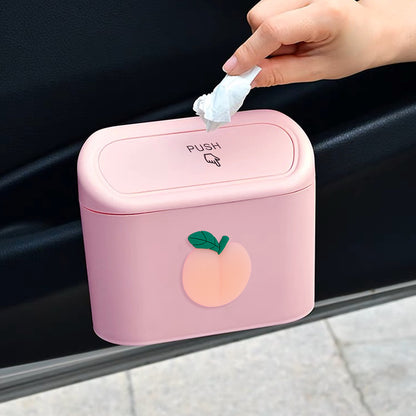 Press-type Flip-top Cartoon PVC Patch Car Trash Can