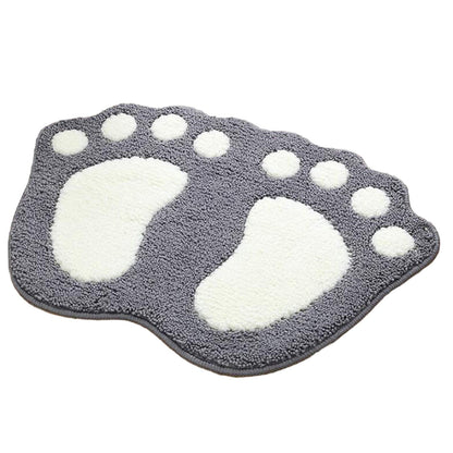 1pc Footprint Pattern Microfiber Bath Mat