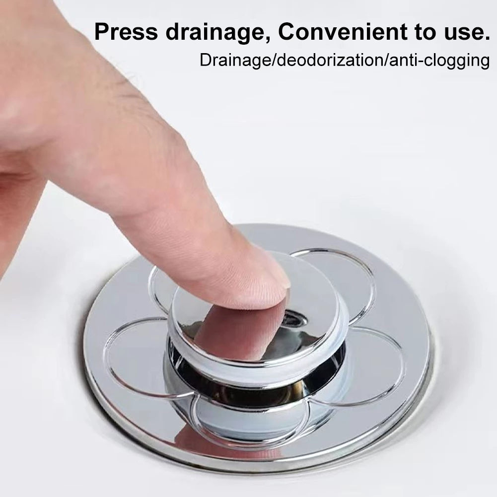 1pc Bathroom Sink Drain, Stainless Steel Pop-Up Bounce Core Basin