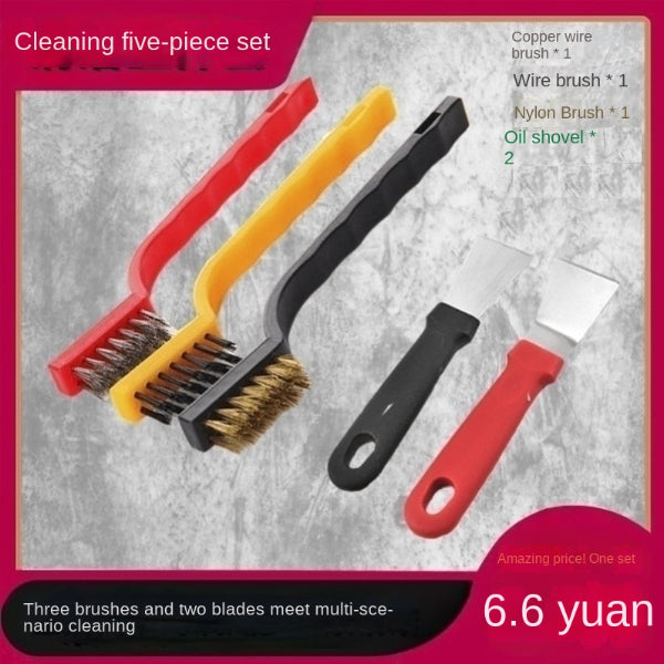 5pcs Kitchen Cleaning Tools Set For Gas Stove, Including Clean Brush,  Shovel, Hood Brush