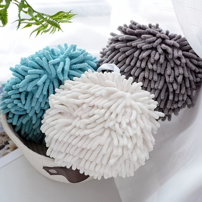 Hanging Bathroom Hand Towel, Super Fluffy Chenille Ball Towel