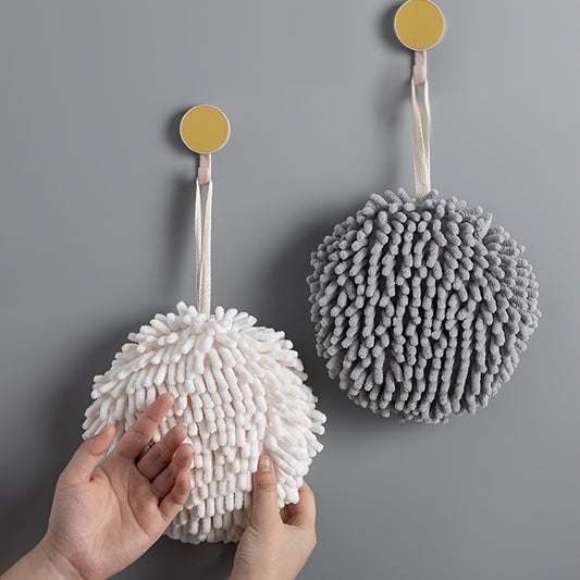 Hanging Bathroom Hand Towel, Super Fluffy Chenille Ball Towel