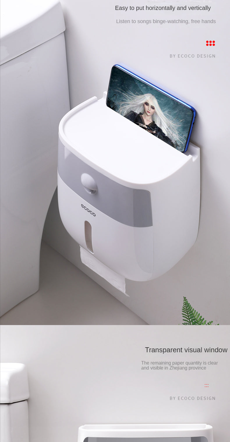 Wall-mounted waterproof toilet paper needs no punching