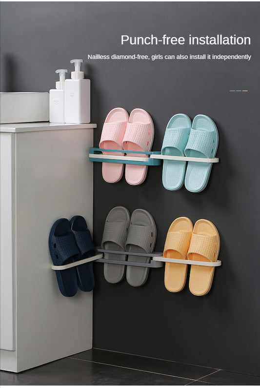 Perforation-free wall-mounted shoe rest shelf