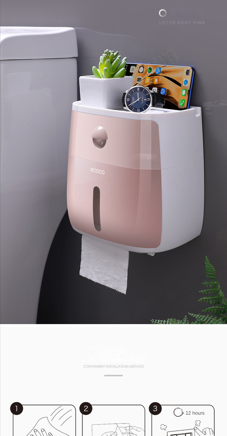 Wall-mounted waterproof toilet paper needs no punching