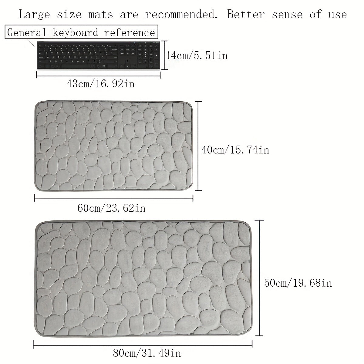 Cobblestone Embossed Bathroom Mat, Rapid Water Absorbent And Washable Bath Rugs