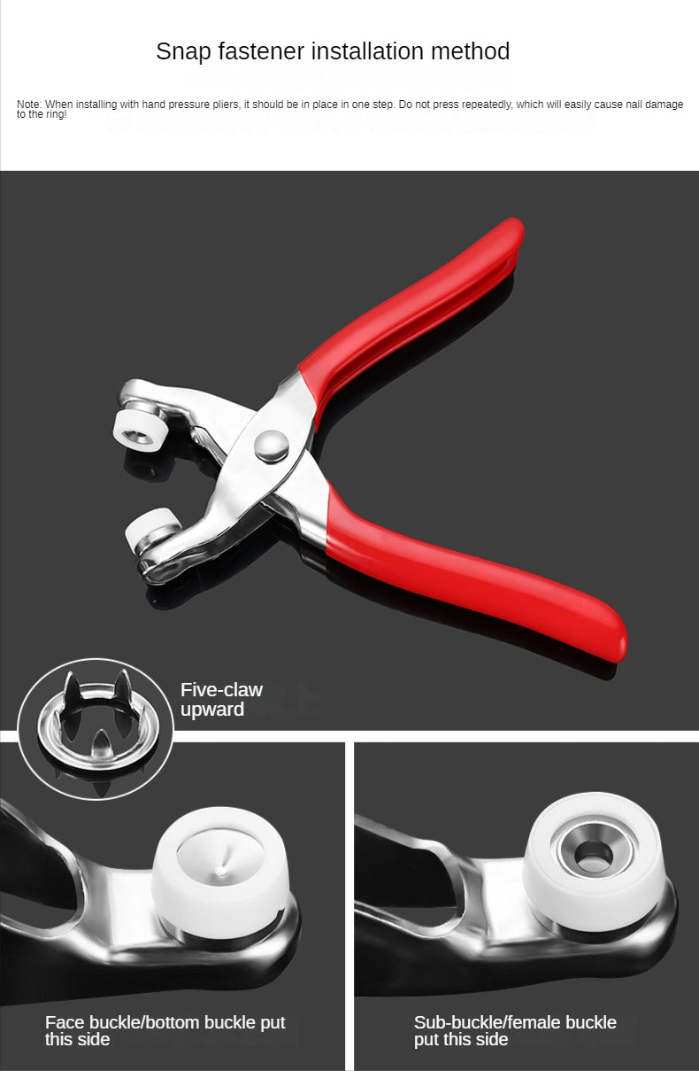 Hand pressure pliers without sewing and fastening