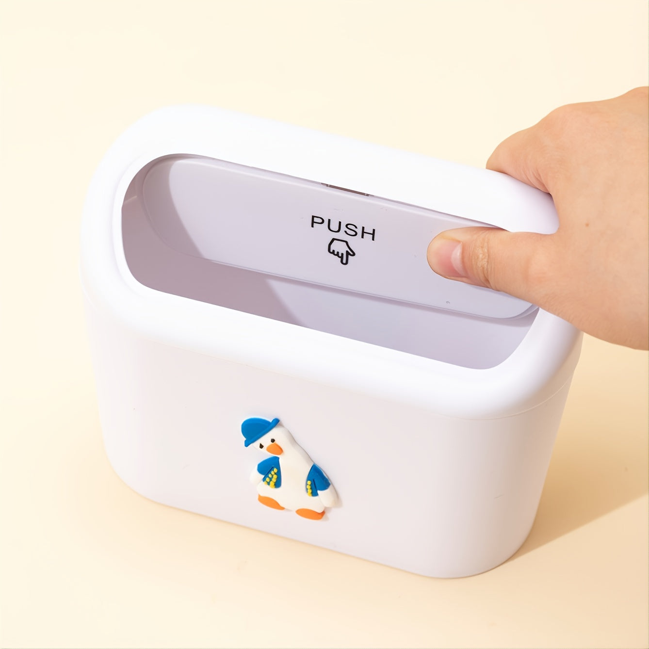 Press-type Flip-top Cartoon PVC Patch Car Trash Can