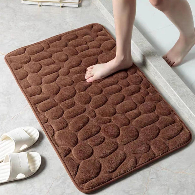 Cobblestone Embossed Bathroom Mat, Rapid Water Absorbent And Washable Bath Rugs