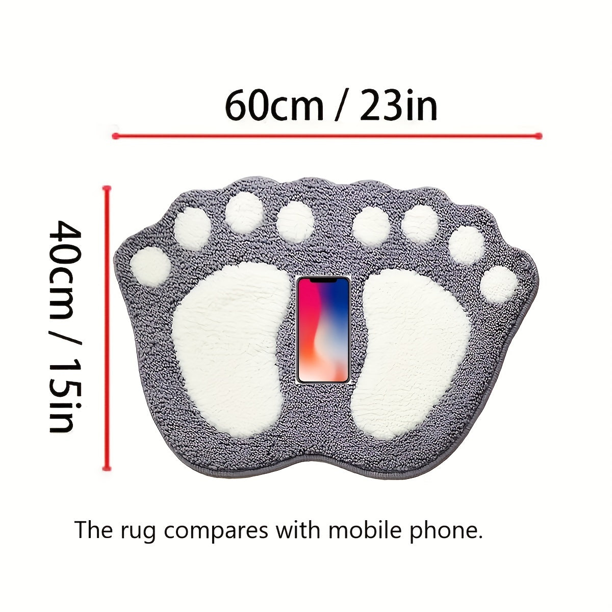 1pc Footprint Pattern Microfiber Bath Mat